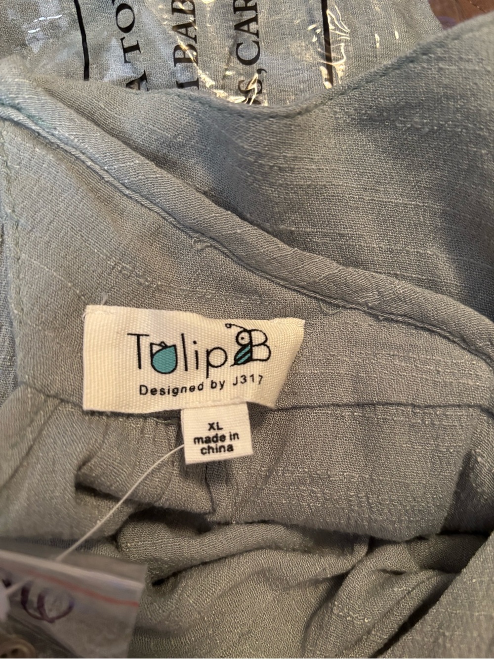 NWT Tulip B Women's Cold-Shoulder Ruffle Blouse in Smokey Blue Denim - Picture 2 of 4